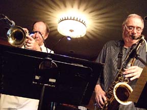John MacLeod, trumpet, and Pat LaBarbera, sax [Photo by Tom Ineck]