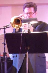 Trumpeter Wayne Bergeron in October 2009, as he briefly played with the NJO. [Photo by Tom Ineck]