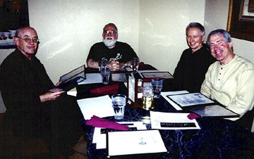 Jerry Hahn, Butch, Gerald Spaits and Tommy Ruskin enjoy dinner. [Photo by Rich Hoover]