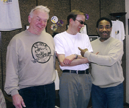 Dan Demuth, Bill Wimmer and Norman Hedman at KZUM Radio [Photo by Butch Berman]