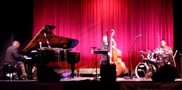 Pianist George Cables, bassist Peter Barshay and drummer Jaz Sawyer at the Raven Theater [Photo by Tom Ineck]