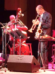Ornette doubles on trumpet and alto sax. [Photo by Tom Ineck]