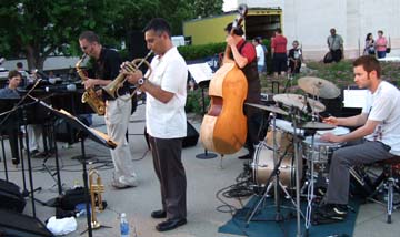 Thomas band with drummer Brandon Draper at right [Photo by Tom Ineck]